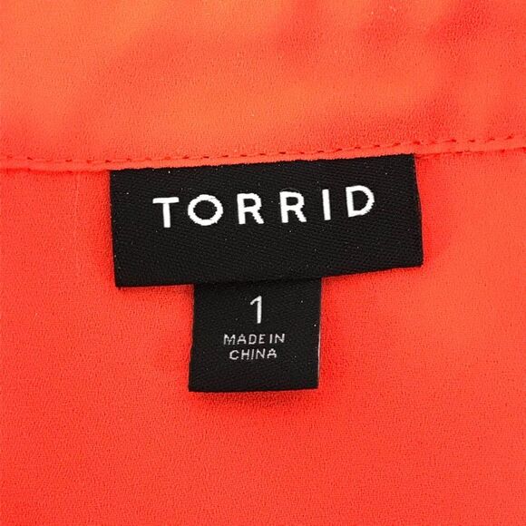 Torrid Lizzie Georgette Button-Up Long Sleeve Shirt Women's Plus 1/1X Orange - Picture 9 of 13